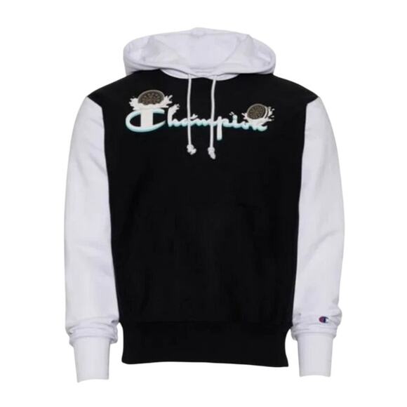 Champion X Oreo Reverse Weave Pullover Hoodie Black White Size Small - Picture 1 of 6